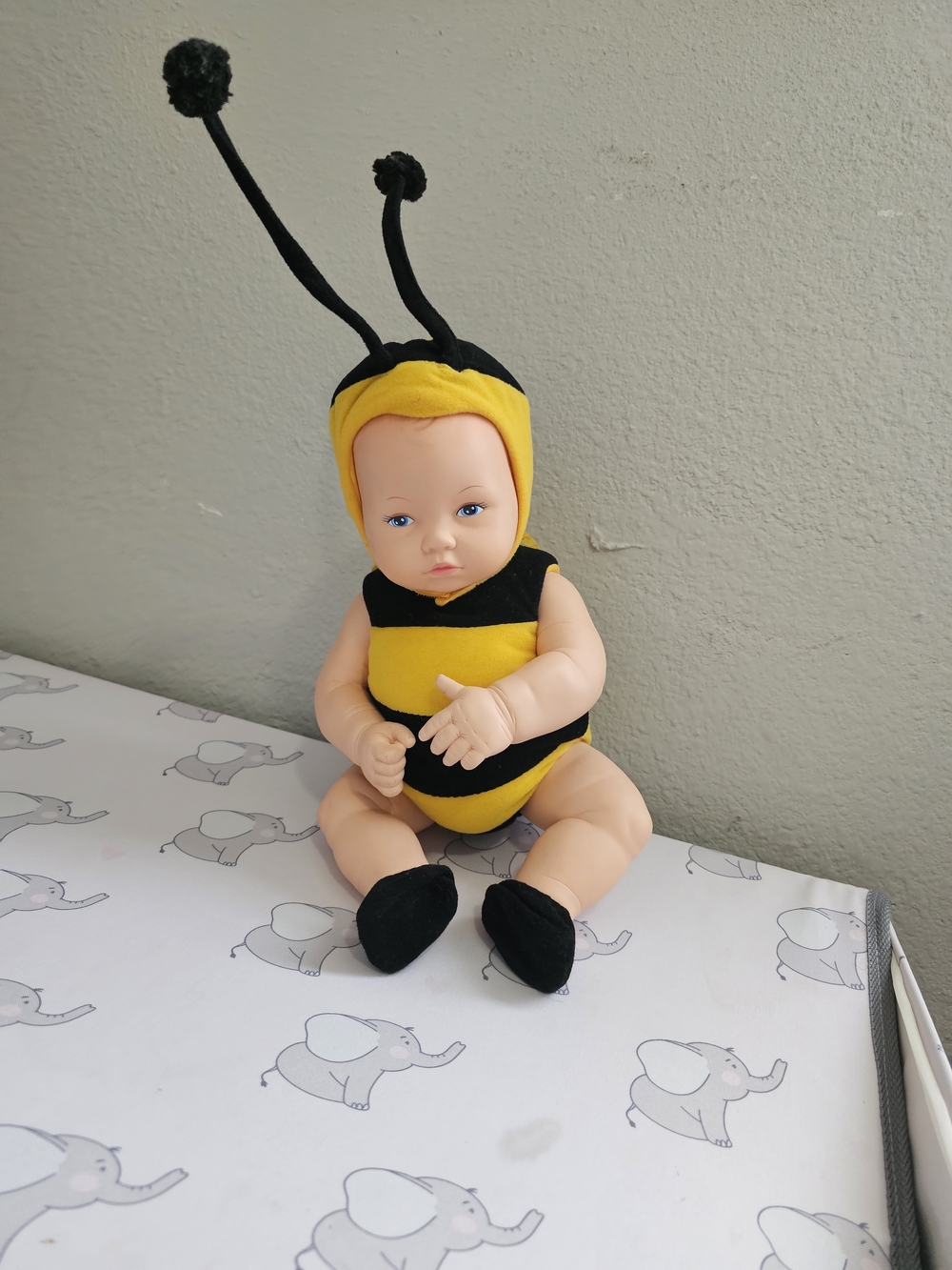 Plush Baby Doll in Yellow and Black Bee Outfit for Kids